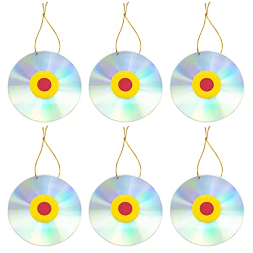 6PCS Bird Scare Devices Reflective Discs Scare Bird Away Sparkly Double-Sided Bird Reflectors for Home Garden Bird Scare Control Devices,Keep All Birds Away