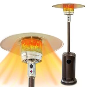 plant support propane outdoor heater 48000btu, outdoor patio heater with overheat protection, with wheels for restaurants, garden and commercial use (pph-brn)