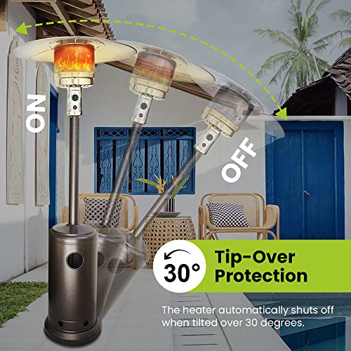 Plant Support Propane Outdoor Heater 48000BTU, Outdoor Patio Heater with Overheat Protection, with Wheels for Restaurants, Garden and Commercial Use (PPH-BRN)