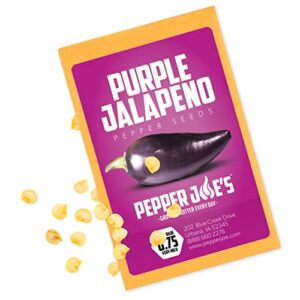 pepper joe’s purple jalapeno pepper seeds ­­­­­– pack of 10+ rare mild hot pepper seeds – usa grown ­– premium non-gmo purple jalapeno seeds for planting in your garden