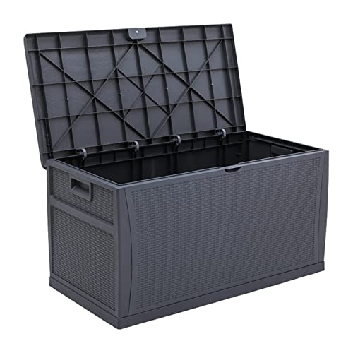 Incbruce Outdoor Storage Box 120 Gallon Patio Deck Box with Handles, Patio Storage Waterproof Deck Boxes Garden Resin Deck Storage Container Lockable Storage Box (Grey)