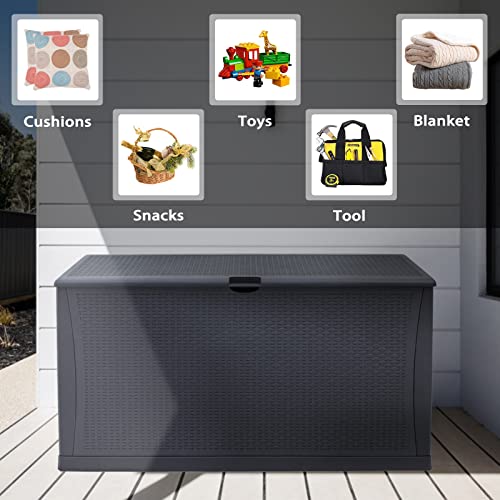 Incbruce Outdoor Storage Box 120 Gallon Patio Deck Box with Handles, Patio Storage Waterproof Deck Boxes Garden Resin Deck Storage Container Lockable Storage Box (Grey)