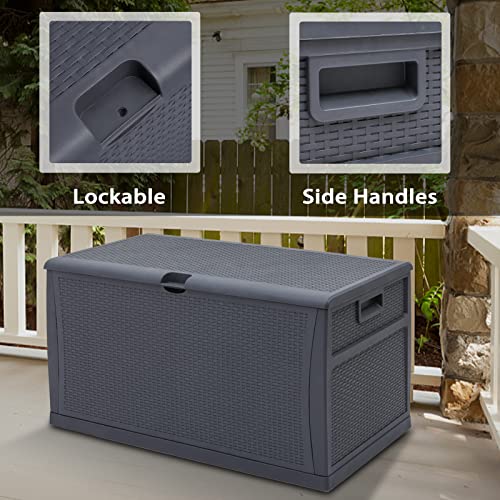 Incbruce Outdoor Storage Box 120 Gallon Patio Deck Box with Handles, Patio Storage Waterproof Deck Boxes Garden Resin Deck Storage Container Lockable Storage Box (Grey)