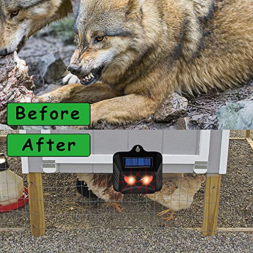 Phosooy Solar Powered Animal Repeller, Predator Eye Animal Deterrent Devices, Coyote Skunk Raccoon Deer Repellent for Chicken Garbage Can Farm Yard Protection (4)