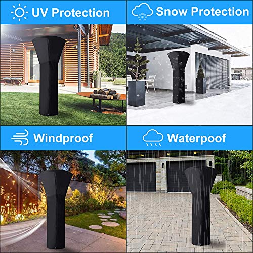 FANSHIDI Patio Heater Covers, Waterproof with Zipper Heater Cover for Outdoor, 24 Months of Use (89''Xx 33inch x 19inch),Black