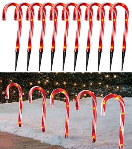 christmas candy cane pathway makers lights, 10inch set of 10 candy canes lights outdoor, tigomoov candy cane lights christmas decorations outdoor for yard,garden