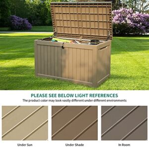 YITAHOME XXL 230 Gallon Large Outdoor Storage Deck Box for Patio Furniture, Outdoor Cushions, Garden Tools and Sports/Pools Equipment, Weather Resistant Resin, Lockable (Taupe)