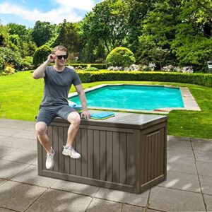 YITAHOME XXL 230 Gallon Large Outdoor Storage Deck Box for Patio Furniture, Outdoor Cushions, Garden Tools and Sports/Pools Equipment, Weather Resistant Resin, Lockable (Taupe)