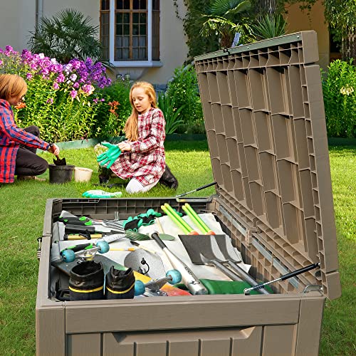 YITAHOME XXL 230 Gallon Large Outdoor Storage Deck Box for Patio Furniture, Outdoor Cushions, Garden Tools and Sports/Pools Equipment, Weather Resistant Resin, Lockable (Taupe)