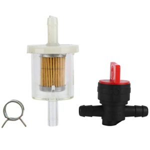 TOPINCN Fuel Filter Carburetor Filter Cutoff Shut Off Valve Clamp Kit for Garden Brush Cutter Lawn Mower Accessories