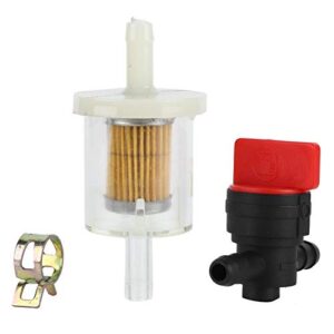 TOPINCN Fuel Filter Carburetor Filter Cutoff Shut Off Valve Clamp Kit for Garden Brush Cutter Lawn Mower Accessories