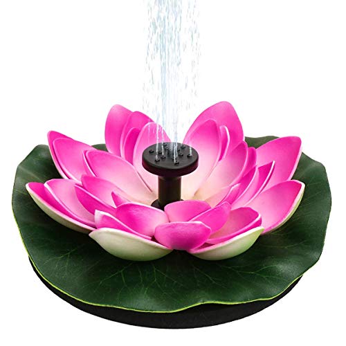 Flantor Solar Power Pump,Water Lily Bird Bath Fountain, Artificial Floating Lotus Flowers Brushless Pumps for Fish Pond Garden Patio Aquarium and Outdoor Pool Decor