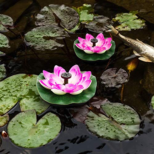 Flantor Solar Power Pump,Water Lily Bird Bath Fountain, Artificial Floating Lotus Flowers Brushless Pumps for Fish Pond Garden Patio Aquarium and Outdoor Pool Decor