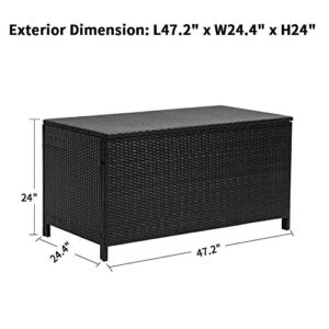 Extra Large 120 Gallon Outdoor Storage Box Waterproof, Resin Rattan Deck Box for Patio Garden Furniture, Outdoor Cushion Storage, Pool Accessories and Toys