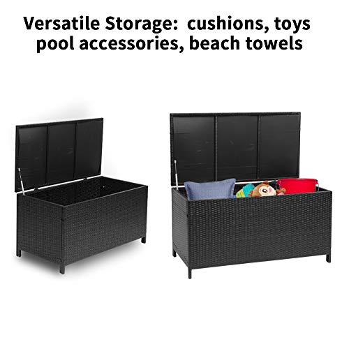 Extra Large 120 Gallon Outdoor Storage Box Waterproof, Resin Rattan Deck Box for Patio Garden Furniture, Outdoor Cushion Storage, Pool Accessories and Toys
