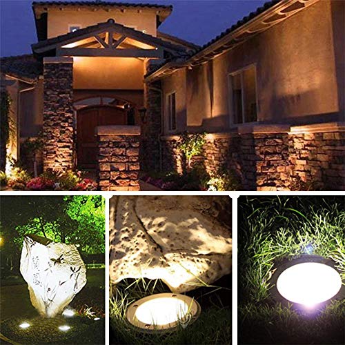 Solar Garden Ground Lights Outdoor Diamond Stake Lights Landscape Lighting Stainless Steel Pathway Lights for Walkway Patio Yard Lawn Driveway Flowerbed Courtyard Decoration 8 LED White Light 4 Packs