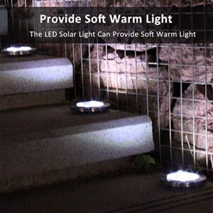 Solar Garden Ground Lights Outdoor Diamond Stake Lights Landscape Lighting Stainless Steel Pathway Lights for Walkway Patio Yard Lawn Driveway Flowerbed Courtyard Decoration 8 LED White Light 4 Packs