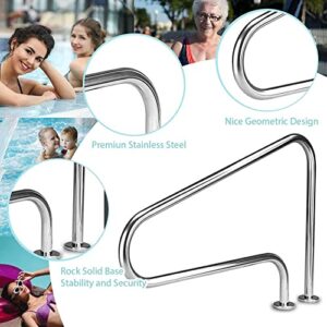 Sturdy Pool Safety Handrails Pool Handrails Swimming Pool Handrails Easy-to-Install Handrails 304 Stainless Steel Reinforced Base Spas Stair Handrails for Garden Backyard Pools