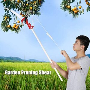 FOKH, Professional Tree Trimmer, Heavy Duty 2 Wheels Manual Pole Saw with Thicken Nylon Rope, Portable Landscaping Garden Pruning Shear for Trimming Shrubs, Bushes, Grass, Branches