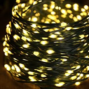 SUNILLUMA Outdoor Solar Fairy Lights - 300 LED 100FT Strong PVC Wire with 8 Functions by Remote, Waterproof, Warm White Lights and Green Wire, Great for Party, Garden and Holiday Decoration