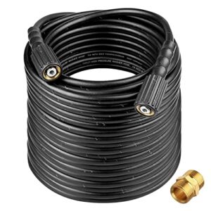 toolcy pressure washer extension hose, 50 ft kink resistant power washer hose for replacement, with extension coupler, 3300 psi, 1/4″ inch, m22-14mm fittings