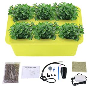 myfully hydroponic system growing kit | plants herb garden starter set diy self watering indoor hydroponics tools with large bubble stone rockwool bucket air pump (6 sites)