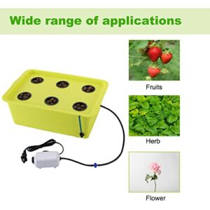 MYFULLY Hydroponic System Growing Kit | Plants Herb Garden Starter Set DIY Self Watering Indoor Hydroponics Tools with Large Bubble Stone Rockwool Bucket Air Pump (6 Sites)