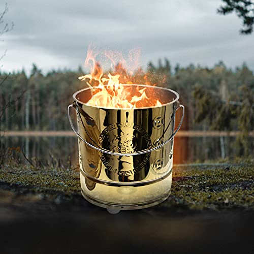 DOITOOL Fire Pit Stainless Steel Burn Barrel Money Incinerator Bucket Fire Pit Metal Garden Fire Cage for Backyard Garden Paper Leaf Trash Wood with Lid Metal Ice Bucket