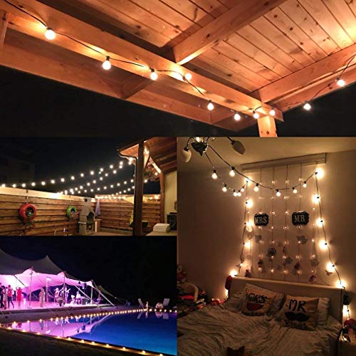 GOOTHY Outdoor String Lights, 25FT Hanging Patio Lights String with 27 G40 Clear Globe Bulbs (2 Spare), Connectable Globe String Lights for Indoor Outdoor Garden Commercial Decor, C7/E12 Base - Brown