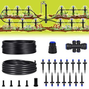 hiraliy 59ft garden watering system, drip irrigation kits for plants, new quick connector, blank distribution tubing, saving water automatic irrigation equipment for patio lawn