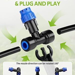 HIRALIY 59FT Garden Watering System, Drip Irrigation Kits for Plants, New Quick Connector, Blank Distribution Tubing, Saving Water Automatic Irrigation Equipment for Patio Lawn