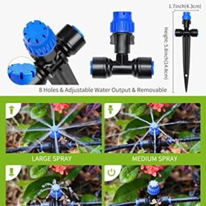 HIRALIY 59FT Garden Watering System, Drip Irrigation Kits for Plants, New Quick Connector, Blank Distribution Tubing, Saving Water Automatic Irrigation Equipment for Patio Lawn