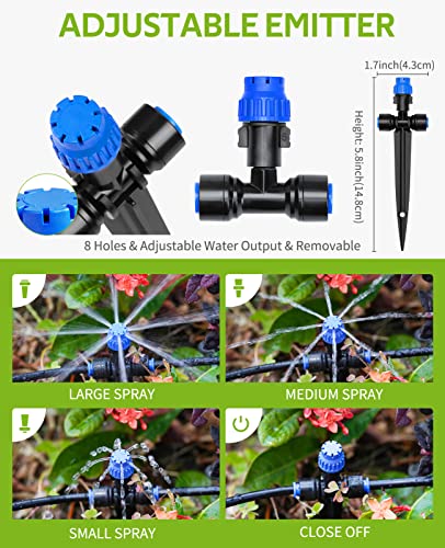 HIRALIY 59FT Garden Watering System, Drip Irrigation Kits for Plants, New Quick Connector, Blank Distribution Tubing, Saving Water Automatic Irrigation Equipment for Patio Lawn