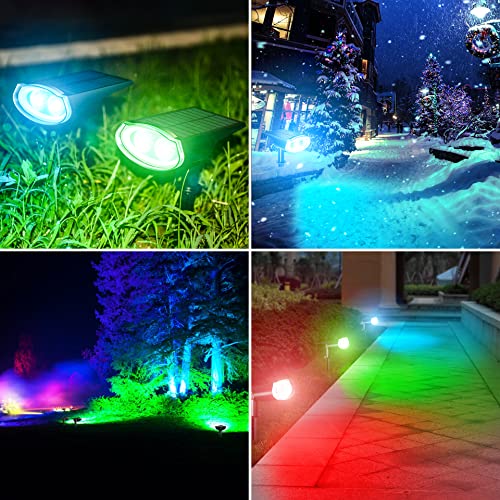 Anxbbo Solar Color Changing Spot Lights Outdoor, Waterproof 7 Colors16 LED Solar Landscape Spotlights, Solar Powered Multicolour Lights for Yard, Garden, Pathway, House, Christmas, 1 Pack