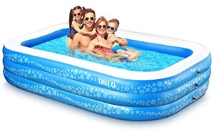 hesung inflatable swimming pool, 95″ x 56″x 21″ family kiddie pool for toddlers, infant, adult, full-sized inflatable blow up pool for ages 3+, outdoor, garden, backyard, summer swim center, navy blue
