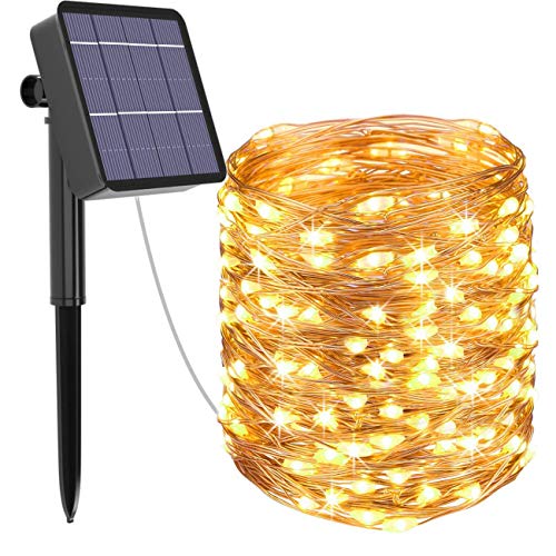 kolpop Solar String Lights Outdoor, 78.7FT 240LED Solar Fairy Lights Outdoor Waterproof 8 Modes Copper Wire Solar Powered Lights Indoor for Garden Patio Gate Yard Party Wedding Camping(Warm White)