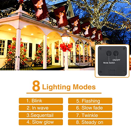 kolpop Solar String Lights Outdoor, 78.7FT 240LED Solar Fairy Lights Outdoor Waterproof 8 Modes Copper Wire Solar Powered Lights Indoor for Garden Patio Gate Yard Party Wedding Camping(Warm White)