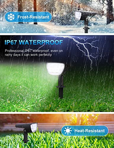 LiBlins Solar Landscape Spotlights Outdoor, [4 Pack/3 Modes] 2-in-1 Solar Landscaping Spotlights, IP67 Waterproof Solar Powered Wall Lights for Yard Garden Patio Driveway Pool (Cold White/33 LED)