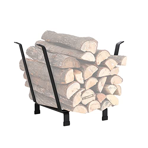 PHI VILLA 20 Inches Indoor/Outdoor Firewood Rack Fireplace Log Carriers & Holders Wood Burning Stove Accessories, Black