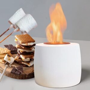olivitte – tabletop fire pit, white concrete portable marshmallow roaster