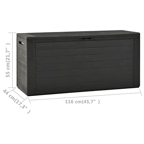 YEZIYIYFOB 76.6 gal Garden Storage Deck Box, Waterproof Plastic Garden Container Cabinet Tool for Patio, Lawn, Poolside, Backyard Outdoor Anthracite 45.7"x17.3"x21.7"