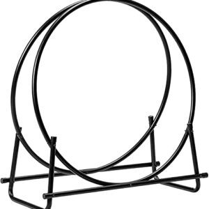 Goplus 41 Inch Firewood Log Hoop, Tubular Steel Log Holder, Heavy Duty Wood Storage Rack for Outdoor & Indoor, Fireplace Pit