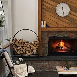 Goplus 41 Inch Firewood Log Hoop, Tubular Steel Log Holder, Heavy Duty Wood Storage Rack for Outdoor & Indoor, Fireplace Pit