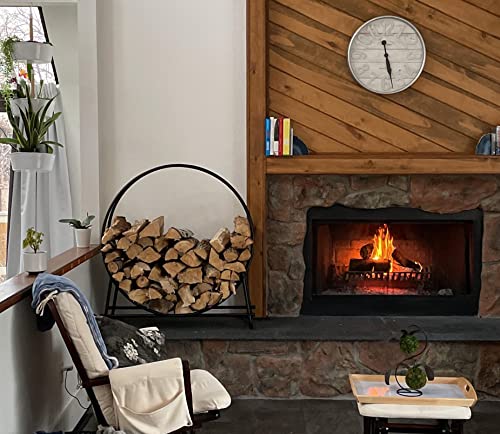 Goplus 41 Inch Firewood Log Hoop, Tubular Steel Log Holder, Heavy Duty Wood Storage Rack for Outdoor & Indoor, Fireplace Pit