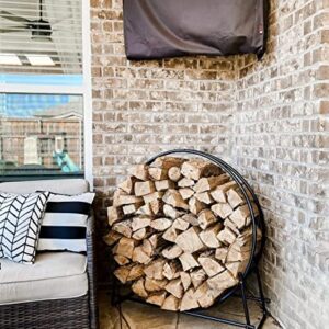 Goplus 41 Inch Firewood Log Hoop, Tubular Steel Log Holder, Heavy Duty Wood Storage Rack for Outdoor & Indoor, Fireplace Pit