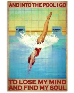 snowsun metal sign and into the pool i go to lose my mind swimming funny retro vintage aluminum sign for home garden coffee wall decor 8×12 inch
