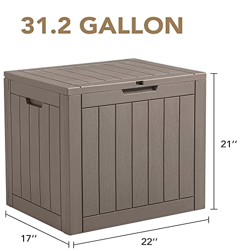 Devoko 31 Gallon Lightweight Resin Deck Box Waterproof Lockable Storage Container for Patio Furniture Accessories and Indoor Outdoor Toys/ 2 Pieces