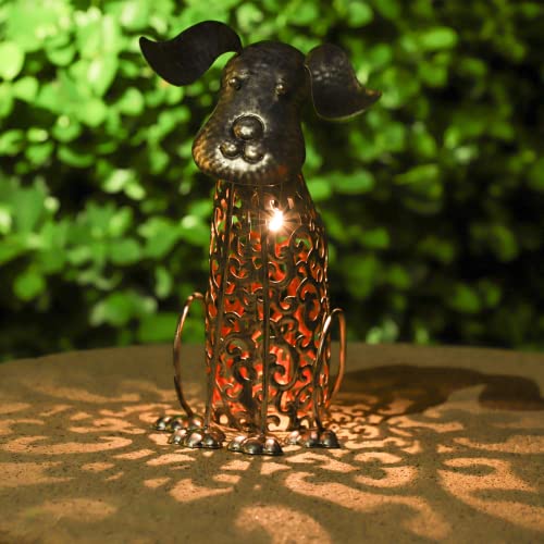 Nature's porter Silver Cat and Dog Figurine Metal Material Solar Powered Outdoor Garden LED Lights for Yard Patio Lawn Landscape Pathway Decorations(2 Packs)