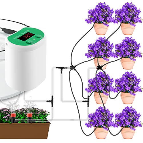 Automatic Watering System for Potted Plants Watering Devices Automatic Plant Waterer System with 8 Irrigation Drippers and 2 Sprinkler Chargeable