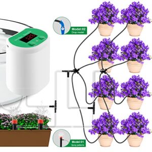 Automatic Watering System for Potted Plants Watering Devices Automatic Plant Waterer System with 8 Irrigation Drippers and 2 Sprinkler Chargeable